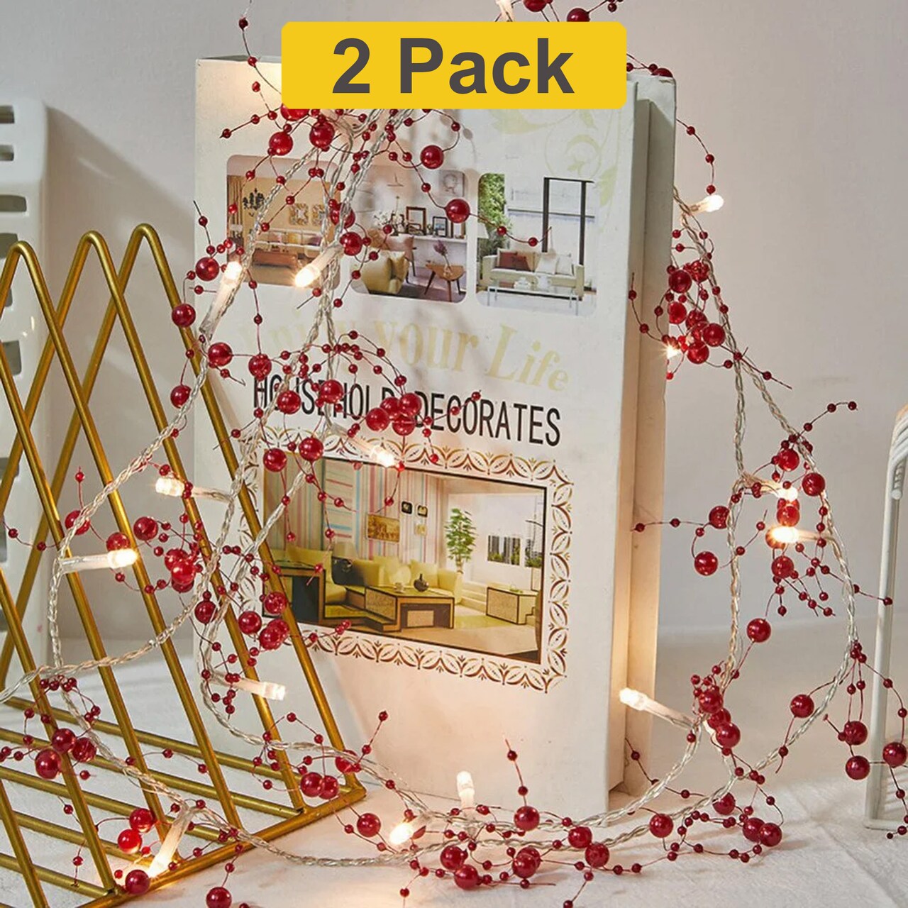 Battery Operated 20 LED Pearl String Lights — Indoor Decorative Accent